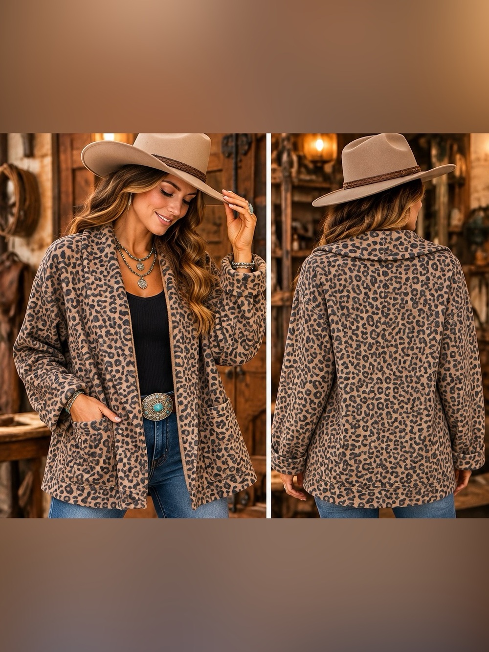 Abercrombie & Fitch Leopard Print Soft Jacket Size S Sherpa Lined Western Boho